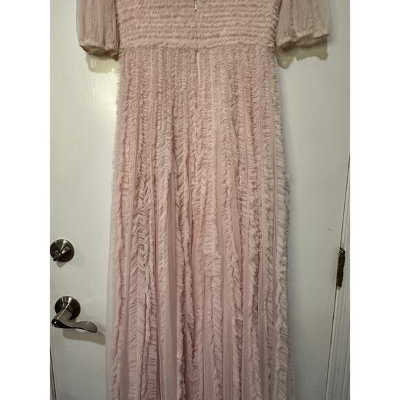 Mac Duggal V Neck Puff Sleeve Ruffle Tiered A Line Gown Rose Size 2 NWOT #A8050 - Picture 14 of 15